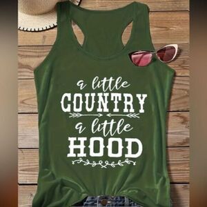 NWT Plus Size Green Graphic Tank “A Little Country A Little Hood” - Size 16/XL